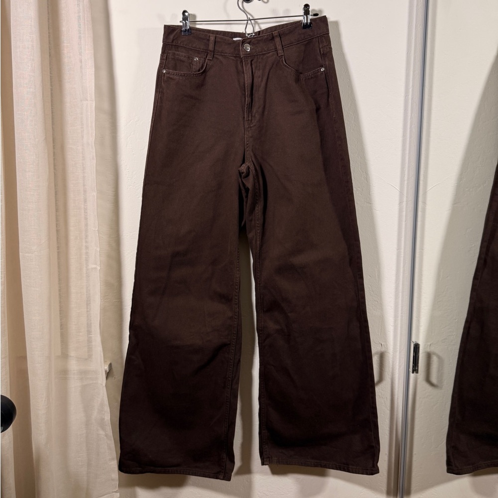 Zara brown wide leg jeans